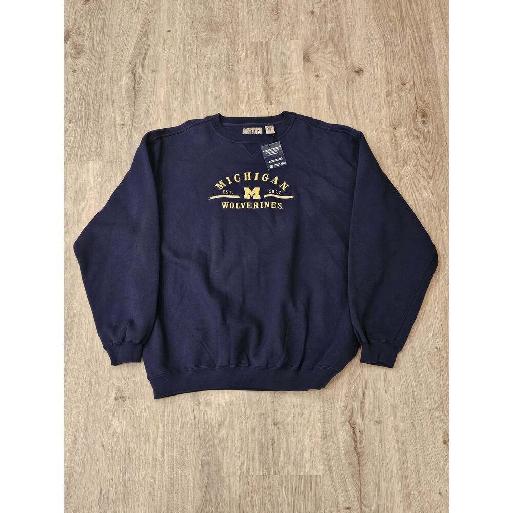 New Vesi Sportswear Embroidered Michigan Wolverines Sweatshirt Men's XL Blue